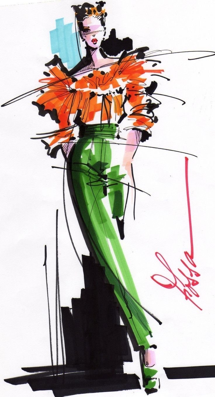 Modern fashion illustration in vibrant colors