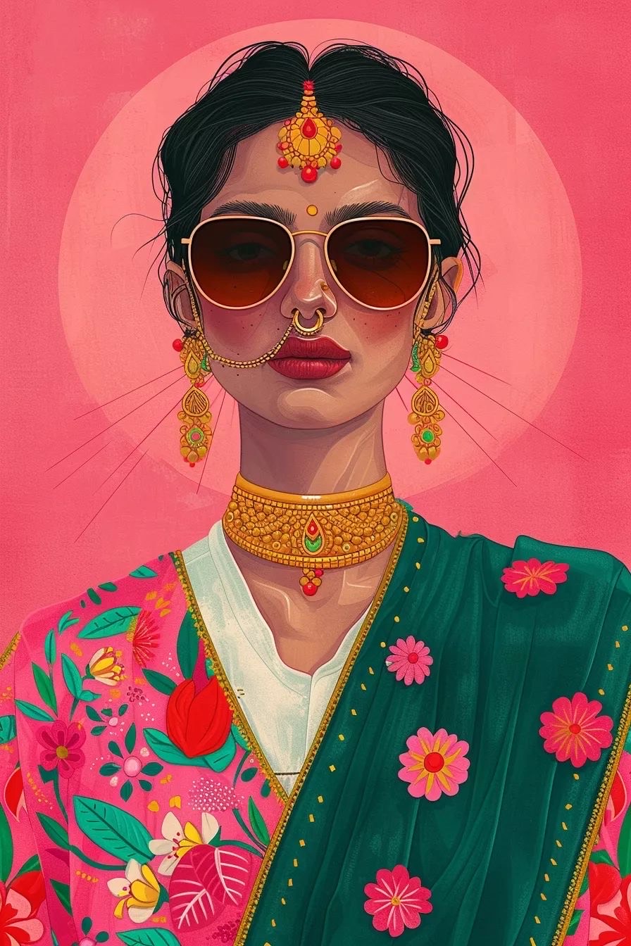 Fashion illustration with pink background