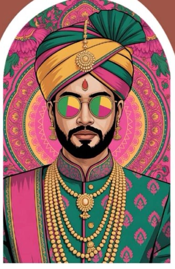 Regal man in traditional attire illustration